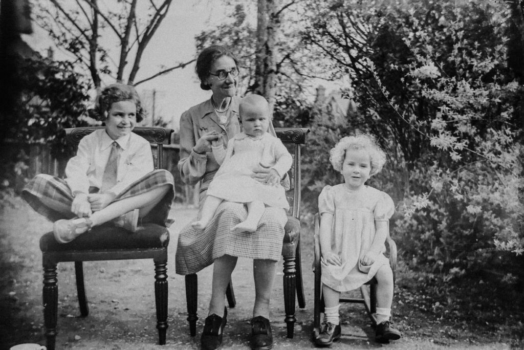 woman and children sitting