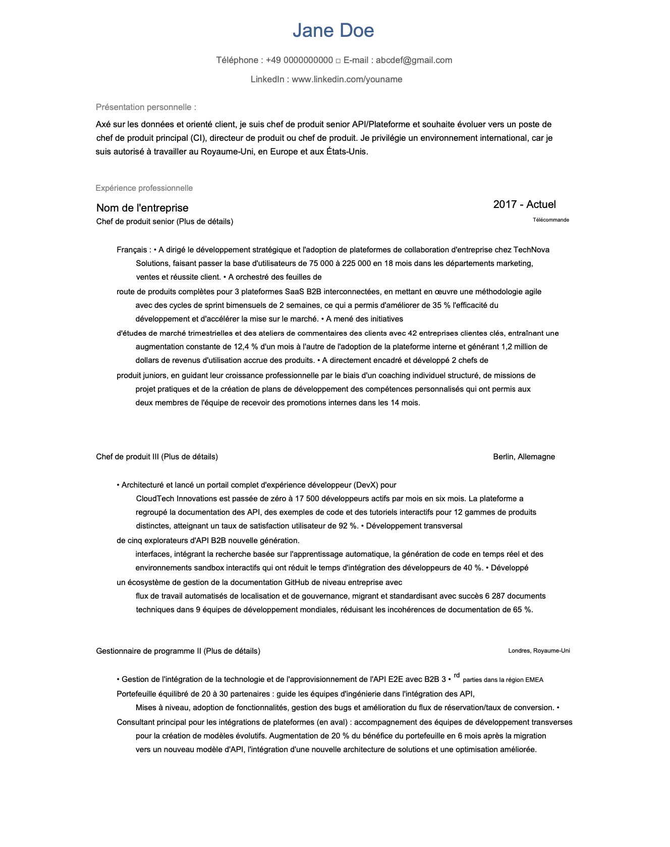 french cv